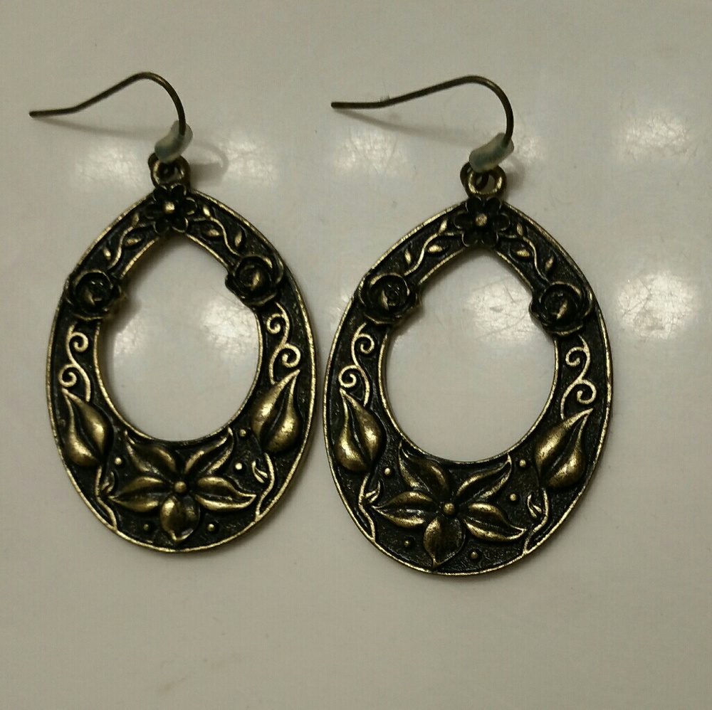 Gold teardrop hook earrings